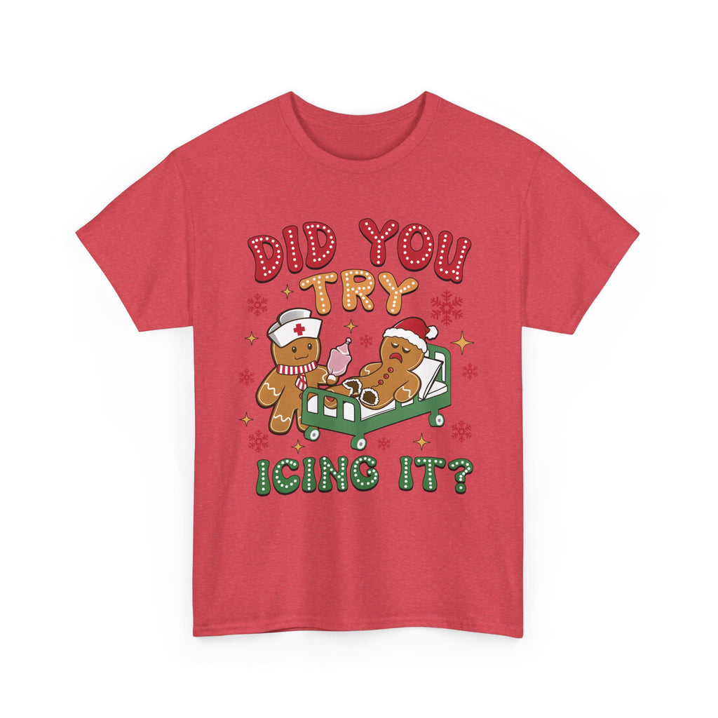 Playful Holiday Heavy Cotton Tee - 'Did You Try Icing It?'