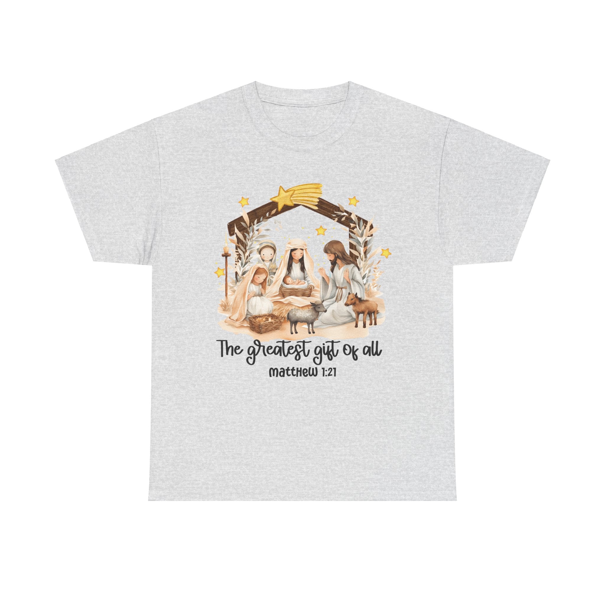 The Greatest Gift of All Heavy Cotton Tee - Christmas Nativity Design