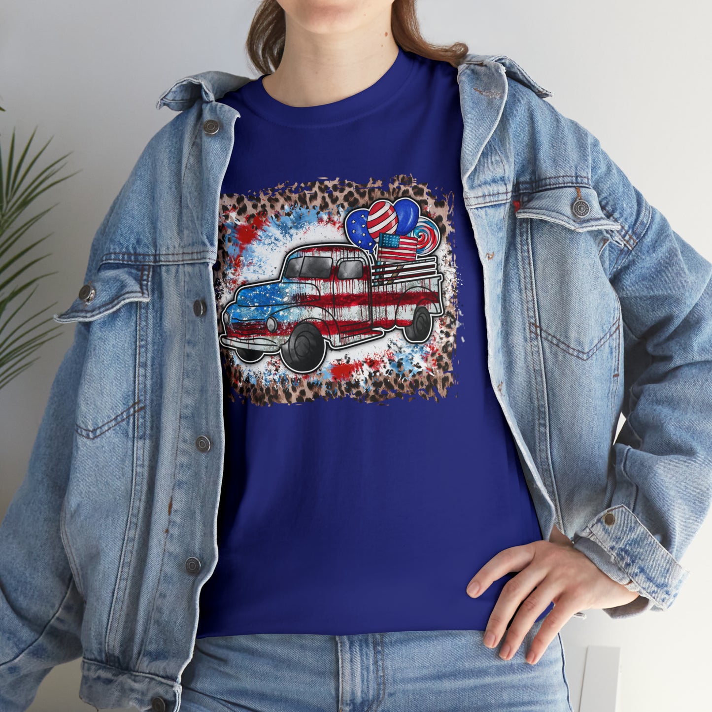 USA Farm Truck Patriotic Heavy Cotton Tee