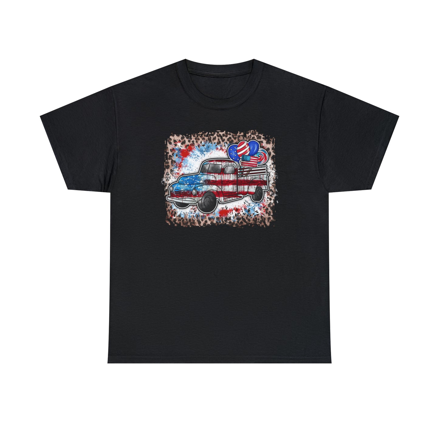USA Farm Truck Patriotic Heavy Cotton Tee