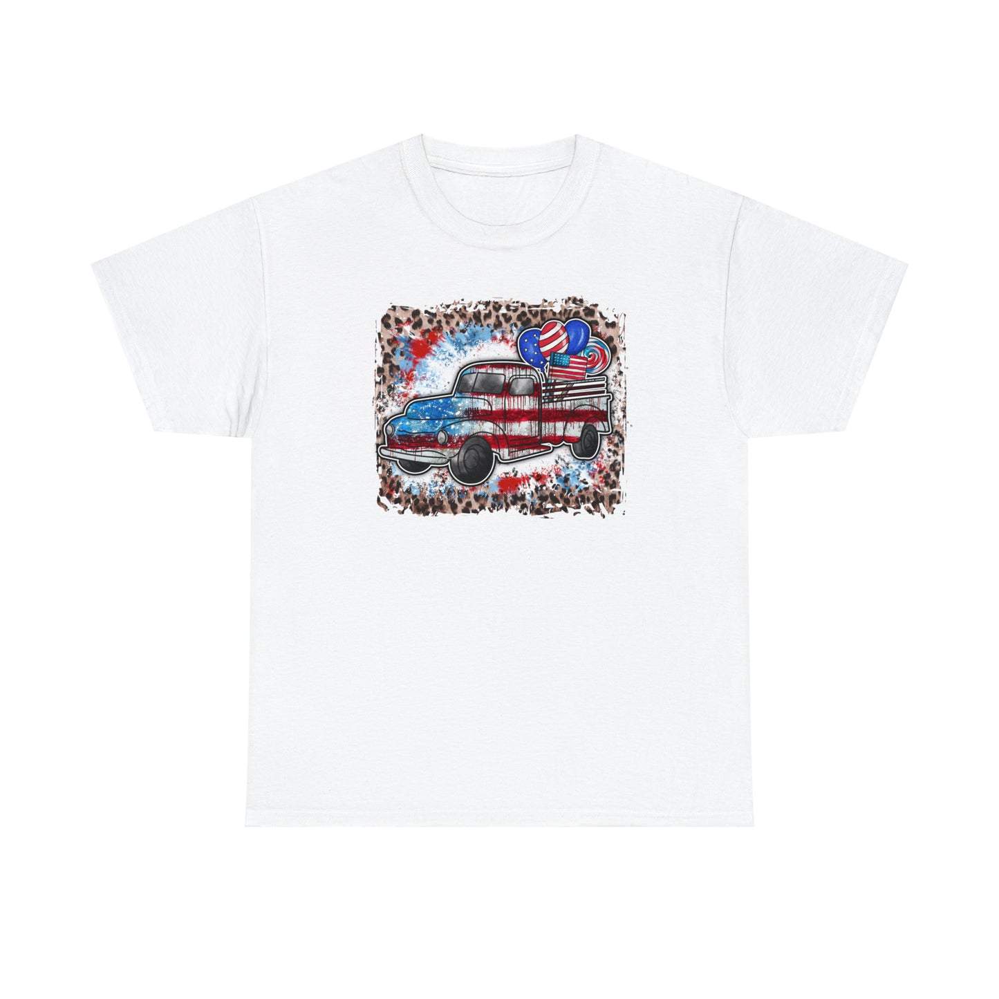 USA Farm Truck Patriotic Heavy Cotton Tee