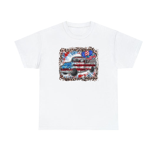USA Farm Truck Patriotic Heavy Cotton Tee