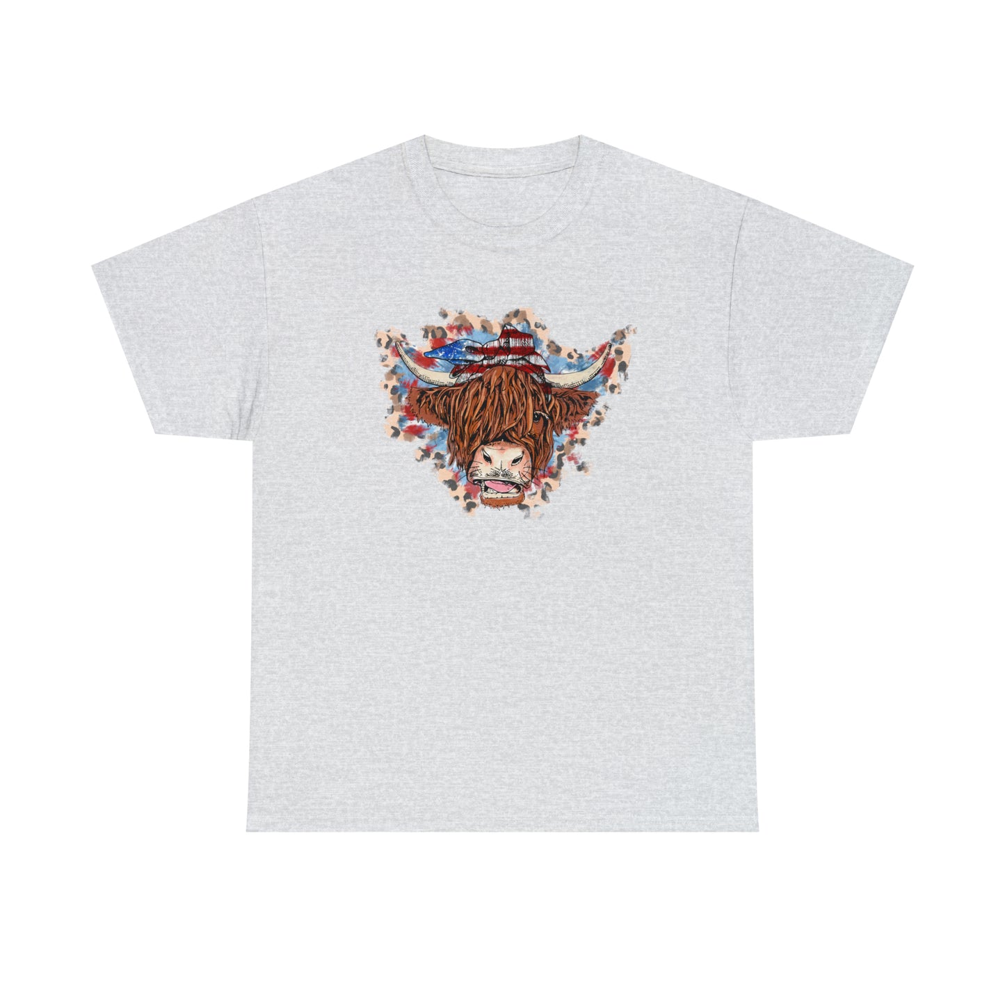 USA Highland Cow Patriotic Heavy Cotton Tee