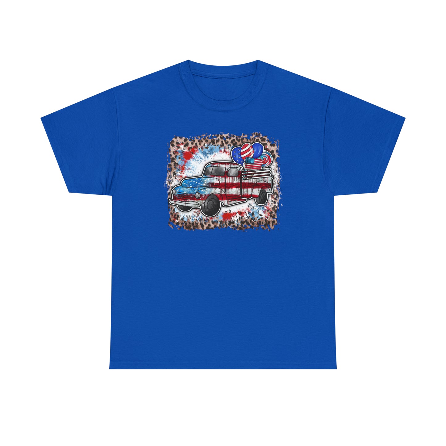 USA Farm Truck Patriotic Heavy Cotton Tee