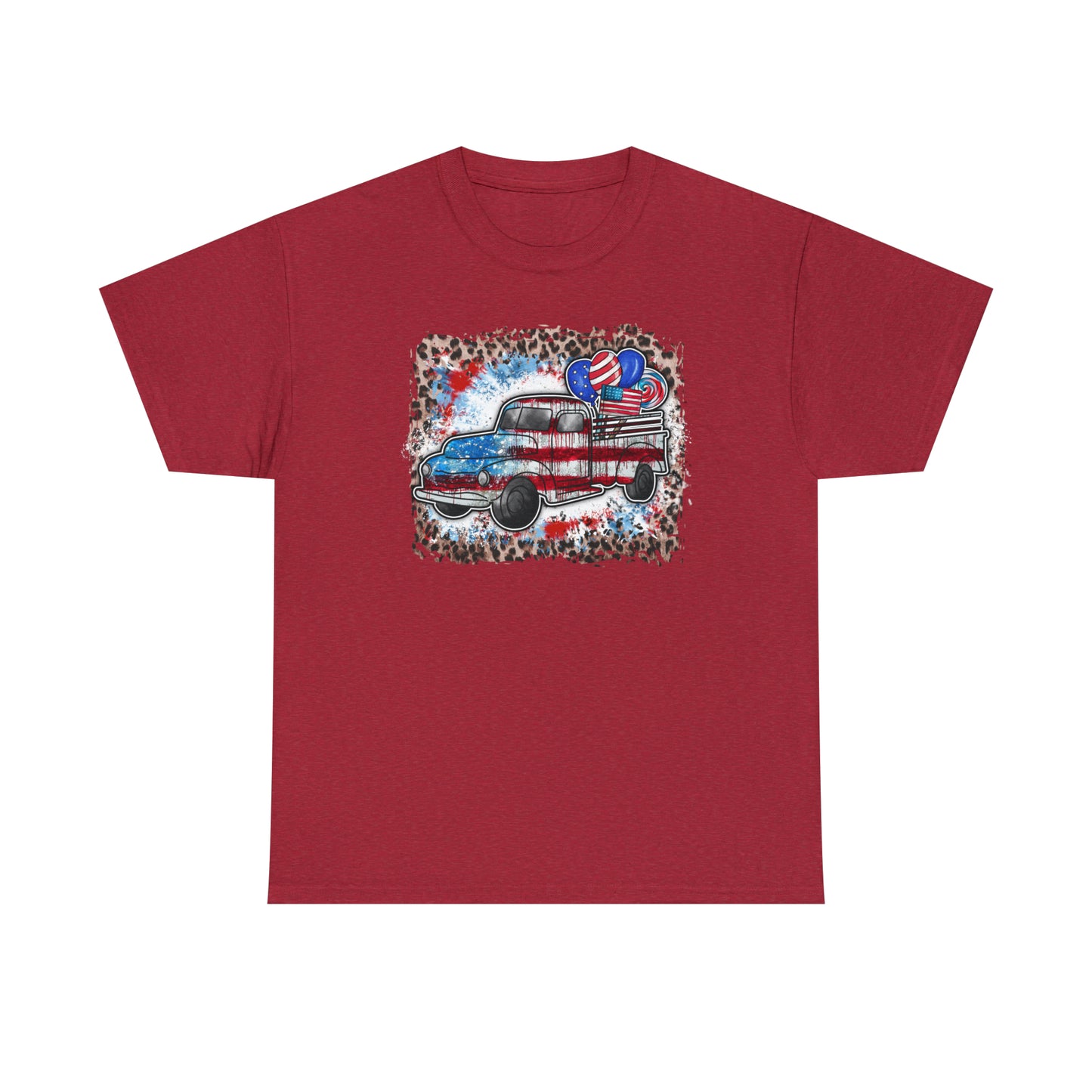 USA Farm Truck Patriotic Heavy Cotton Tee
