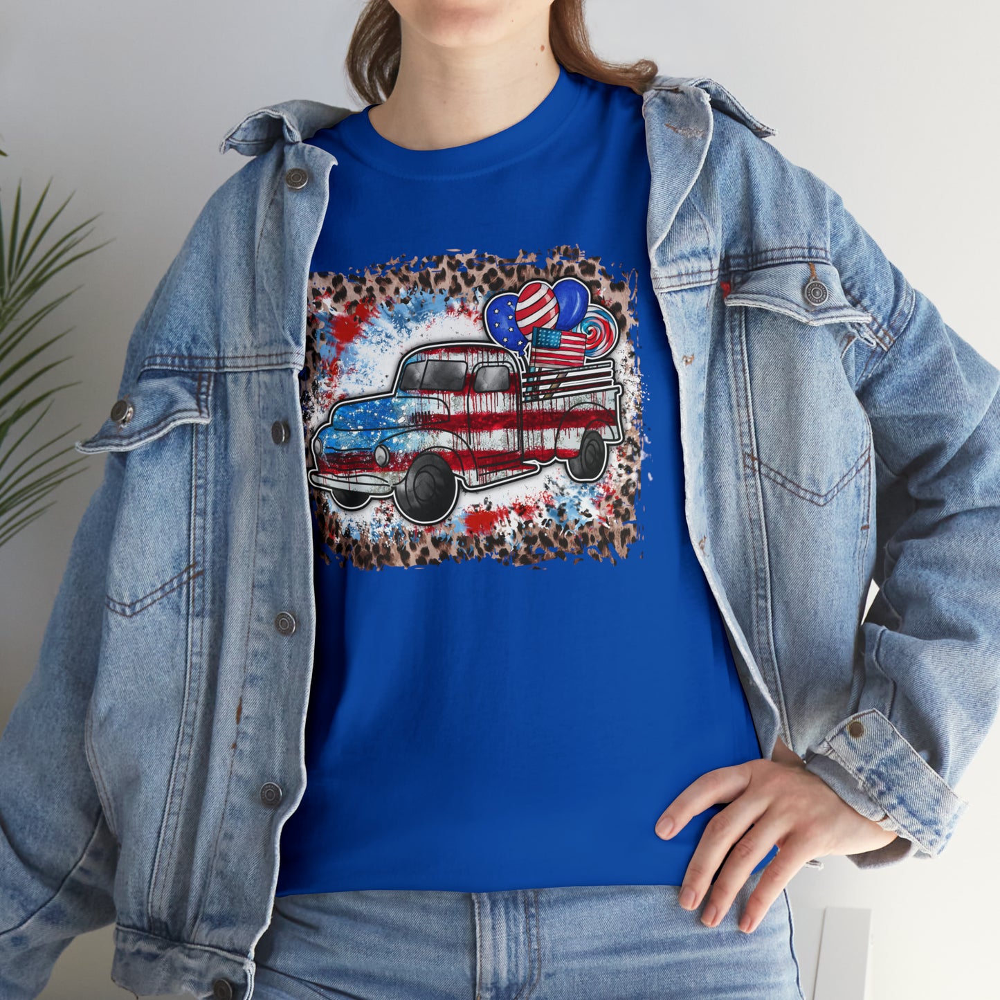 USA Farm Truck Patriotic Heavy Cotton Tee