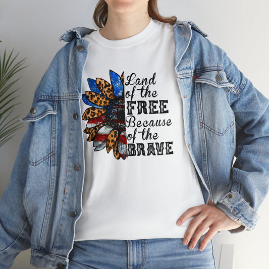 Land of the Free USA Wildflower Freedom Heavy Cotton Tee