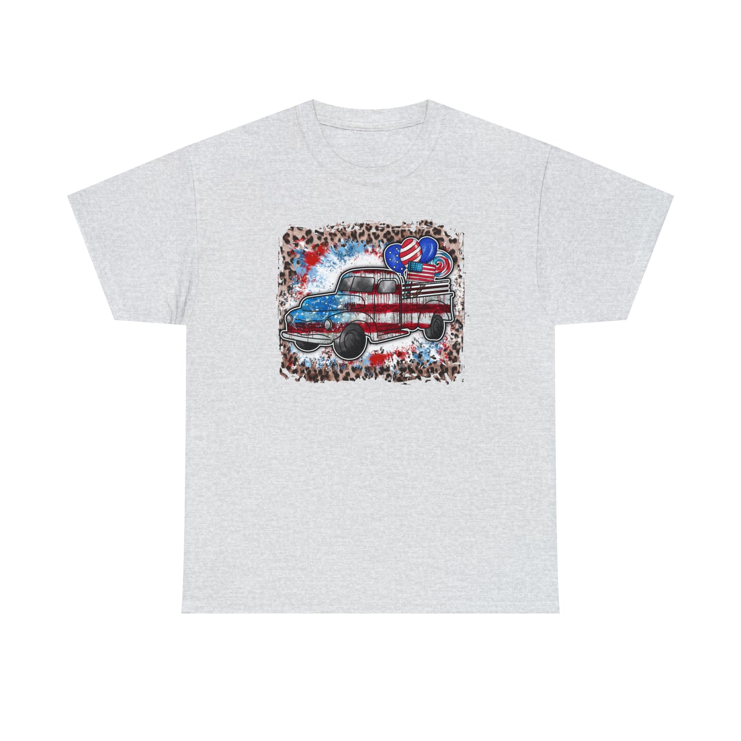 USA Farm Truck Patriotic Heavy Cotton Tee